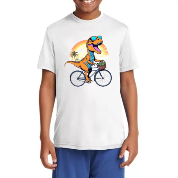 Camiseta Infanto Juvenil T-Rex na bicicleta - Imagem 4