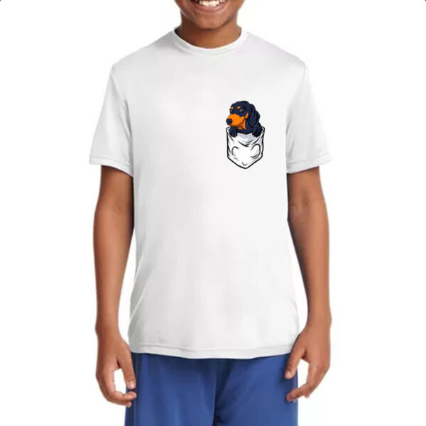 Camiseta Infanto Juvenil Cachorro Dachshund no bolso - Imagem 4