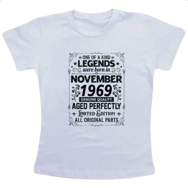 Camiseta Infanto Juvenil Legends Were Born NOV-1969