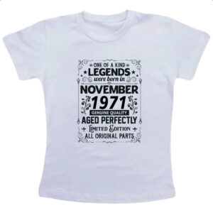 Camiseta Infanto Juvenil Legends Were Born NOV-1971