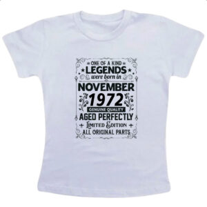 Camiseta Infanto Juvenil Legends Were Born NOV-1972