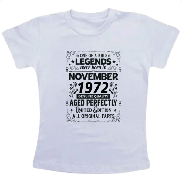 Camiseta Infanto Juvenil Legends Were Born NOV-1972