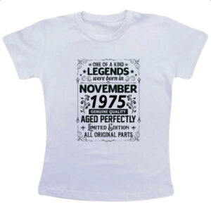 Camiseta Infanto Juvenil Legends Were Born NOV-1975
