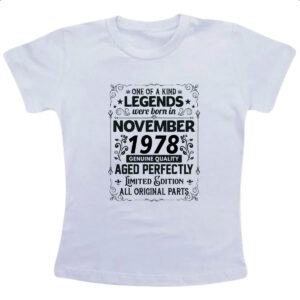 Camiseta Infanto Juvenil Legends Were Born NOV-1978