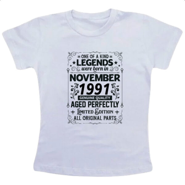 Camiseta Infanto Juvenil Legends Were Born NOV-1991