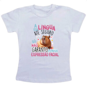 Camiseta Infanto Juvenil Capivara lingua eu seguro