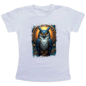 Camiseta Infanto Juvenil Coruja Steampunk Style