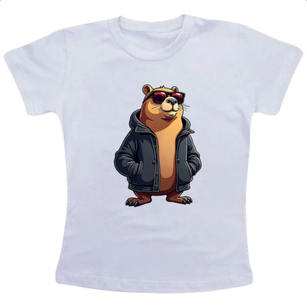 Camiseta Infanto Juvenil Capivara de Jaqueta e Oculos