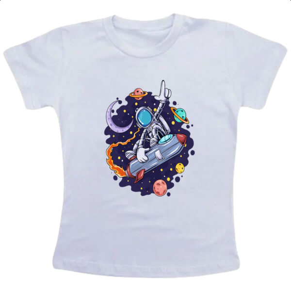 Camiseta Infanto Juvenil Surfando na nave