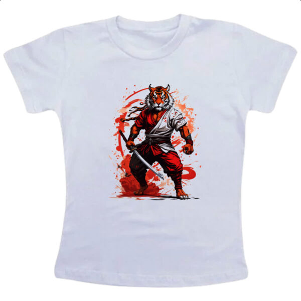 Camiseta Infanto Juvenil Tigre samurai splash arte