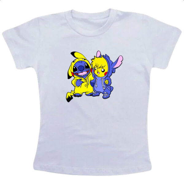 Camiseta Infanto Juvenil Stitch and Pikachu