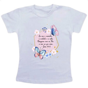 Camiseta Infanto Juvenil Versiculo moldurado eu sou o caminho