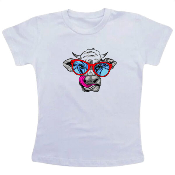 Camiseta Infanto Juvenil Vaca Doida Lambendo Oculos Vermelhos