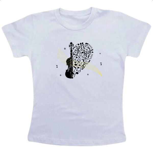 Camiseta Infanto Juvenil Violino Silhueta Elementos Musicais