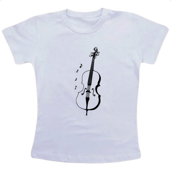 Camiseta Infanto Juvenil Violino Silhuetta Notas Musicais