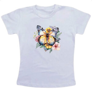 Camiseta Infanto Juvenil Borboleta na flor