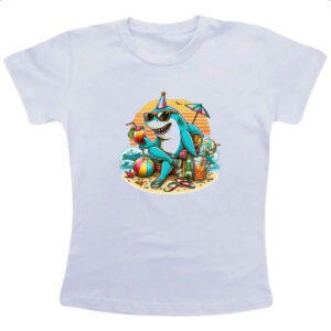 Camiseta Infanto Juvenil Tubarao de ferias