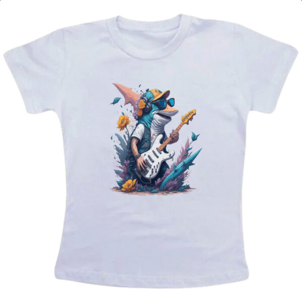 Camiseta Infanto Juvenil Tubarao guitarrista