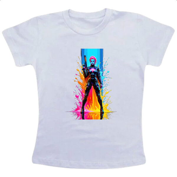 Camiseta Infanto Juvenil Guerreira espacial splash art