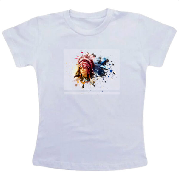 Camiseta Infanto Juvenil Guerreira indigena splash art