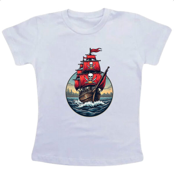 Camiseta Infanto Juvenil Navio Pirata circle logo