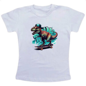 Camiseta Infanto Juvenil T-Rex Skatista