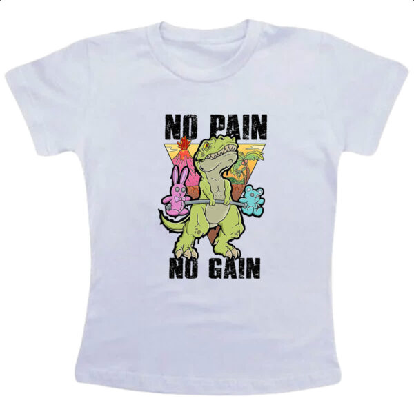 Camiseta Infanto Juvenil Dinossauro No Pain No Gain