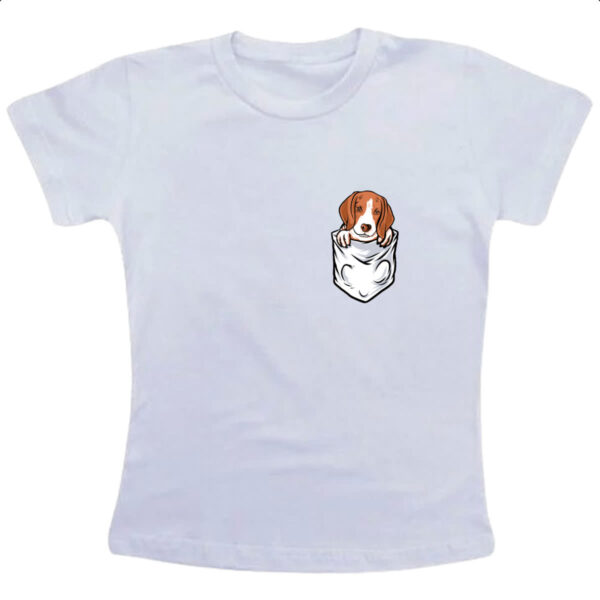Camiseta Infanto Juvenil Cachorro Golden Retriever no bolso