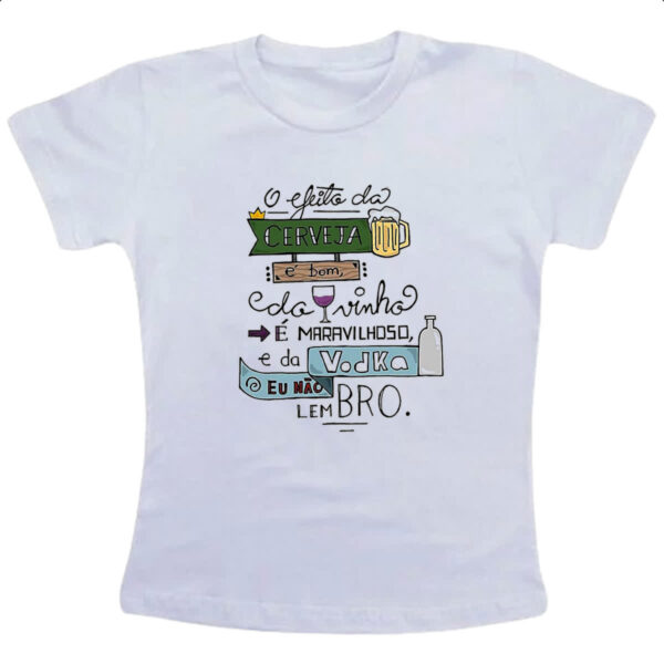 Camiseta Infanto Juvenil Efeito cerveja vinho e vodka