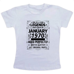 Camiseta Infanto Juvenil Legends Were Born JAN-1970