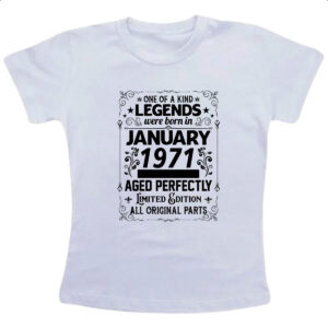 Camiseta Infanto Juvenil Legends Were Born JAN-1971