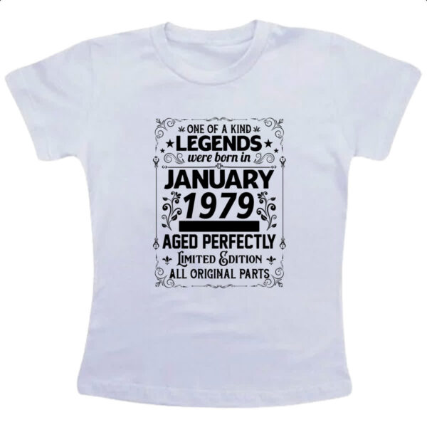Camiseta Infanto Juvenil Legends Were Born JAN-1979