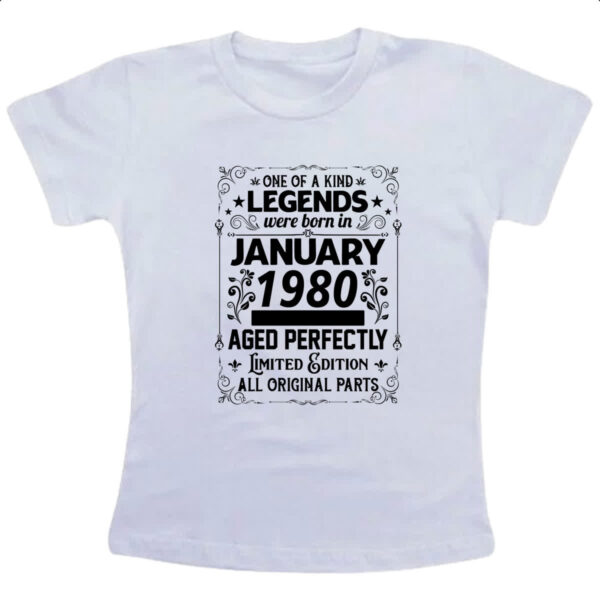 Camiseta Infanto Juvenil Legends Were Born JAN-1980