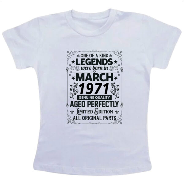 Camiseta Infanto Juvenil Legends Were Born MAR-1971