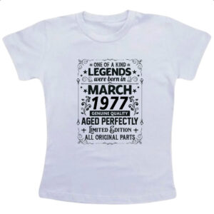 Camiseta Infanto Juvenil Legends Were Born MAR-1977