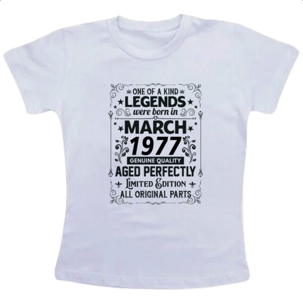 Camiseta Infanto Juvenil Legends Were Born MAR-1977