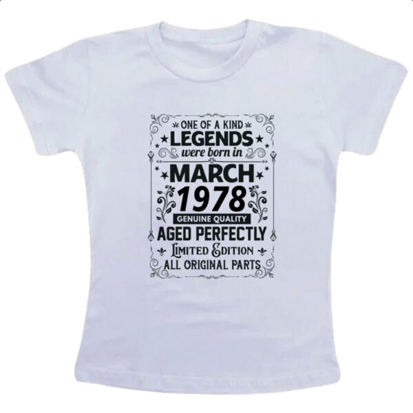 Camiseta Infanto Juvenil Legends Were Born MAR-1978