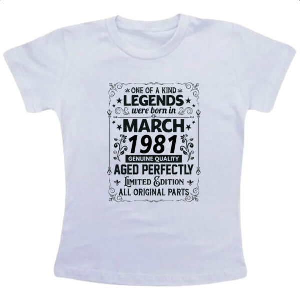Camiseta Infanto Juvenil Legends Were Born MAR-1981