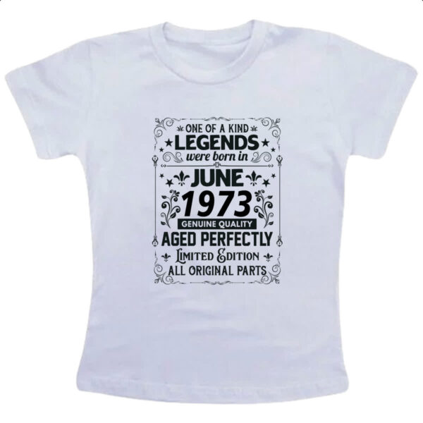 Camiseta Infanto Juvenil Legends Were Born JUN-1973