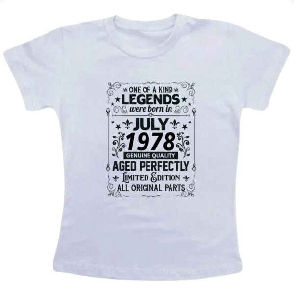 Camiseta Infanto Juvenil Legends Were Born JUL-1978