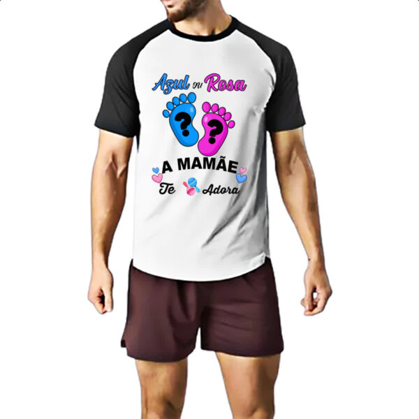 Camiseta Raglan Cha Revelacao Mamae te adora - Imagem 2