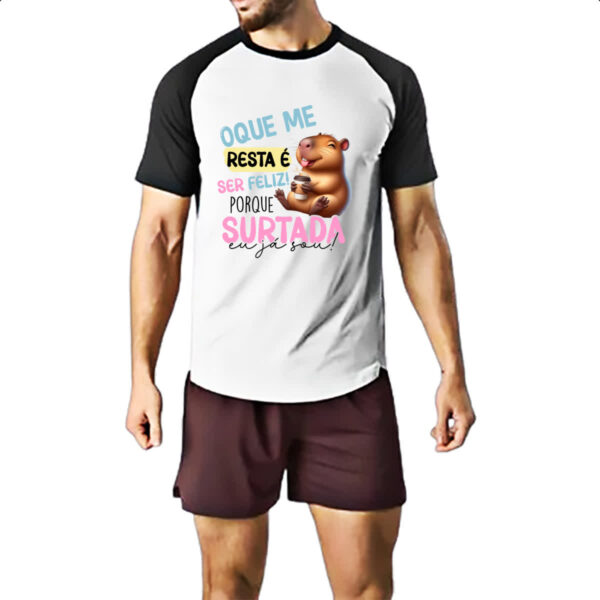 Camiseta Raglan Capivara resta ser feliz - Imagem 2