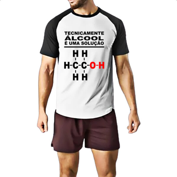 Camiseta Raglan Tecnicamente alcool e uma solucao - Imagem 2