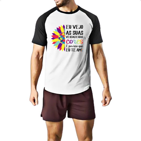 Camiseta Raglan Autismo verdadeira cores - Imagem 2