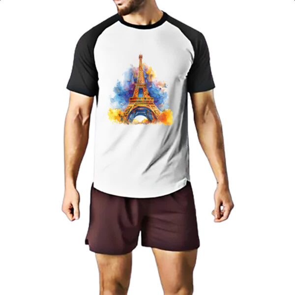 Camiseta Raglan Torre Eiffel watercolor - Imagem 2