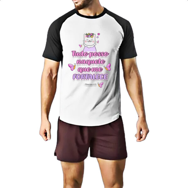 Camiseta Raglan Versiculo Fofinho tudo posso - Imagem 2