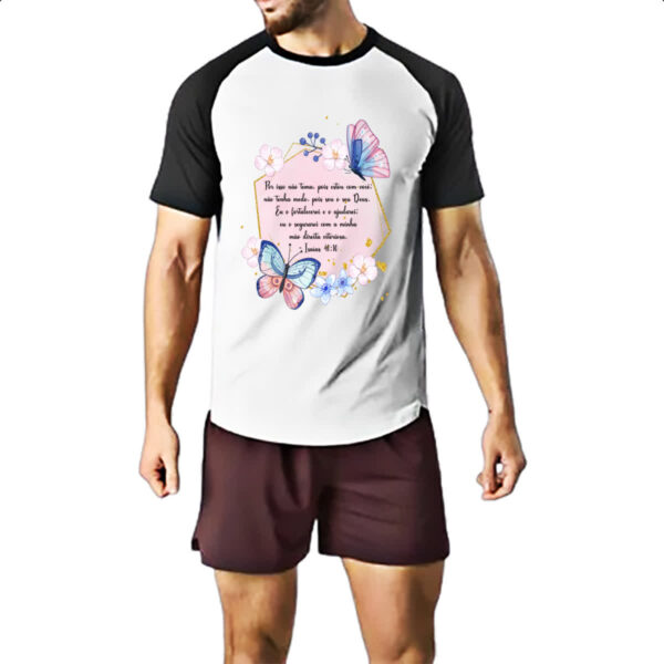Camiseta Raglan Versiculo Moldurado por isso nao tema - Imagem 2