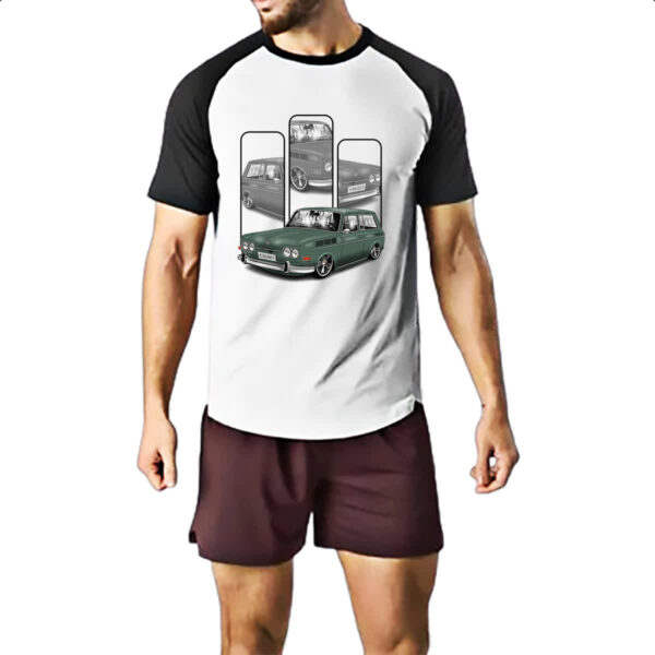 Camiseta Raglan Variant verde quadros cinzas - Imagem 2