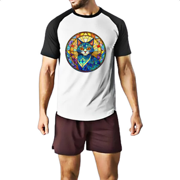 Camiseta Raglan Vitral Gato - Imagem 2