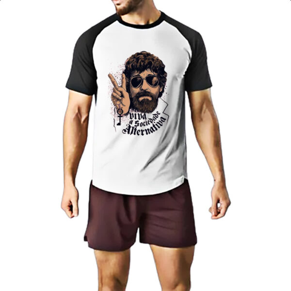 Camiseta Raglan Viva sociedade alternativa - Imagem 2
